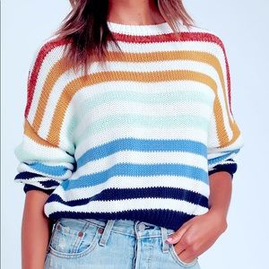 Multi Striped Crop Knit Sweater